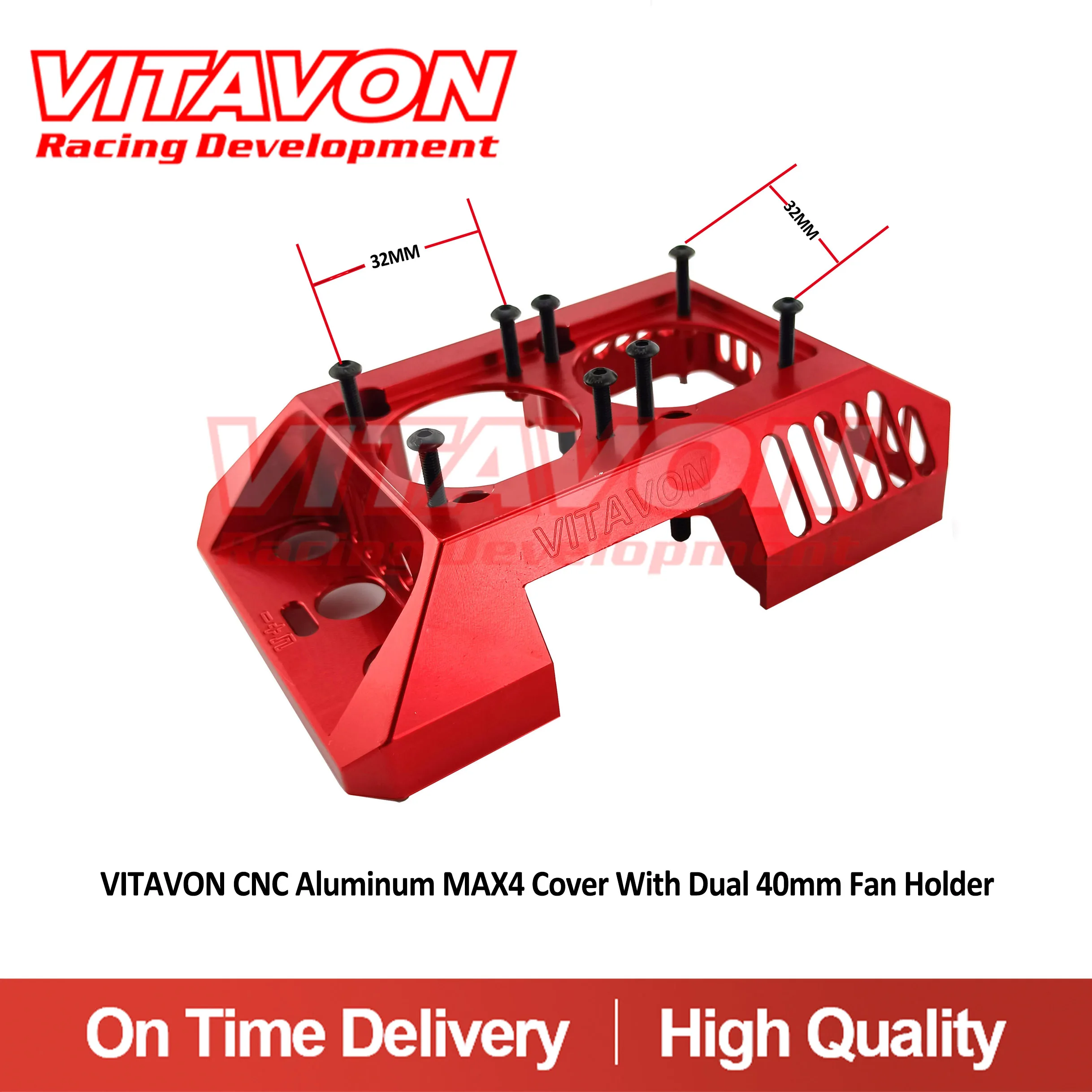 VITAVON CNC Aluminum MAX4 Cover With Dual 40mm Fan Holder