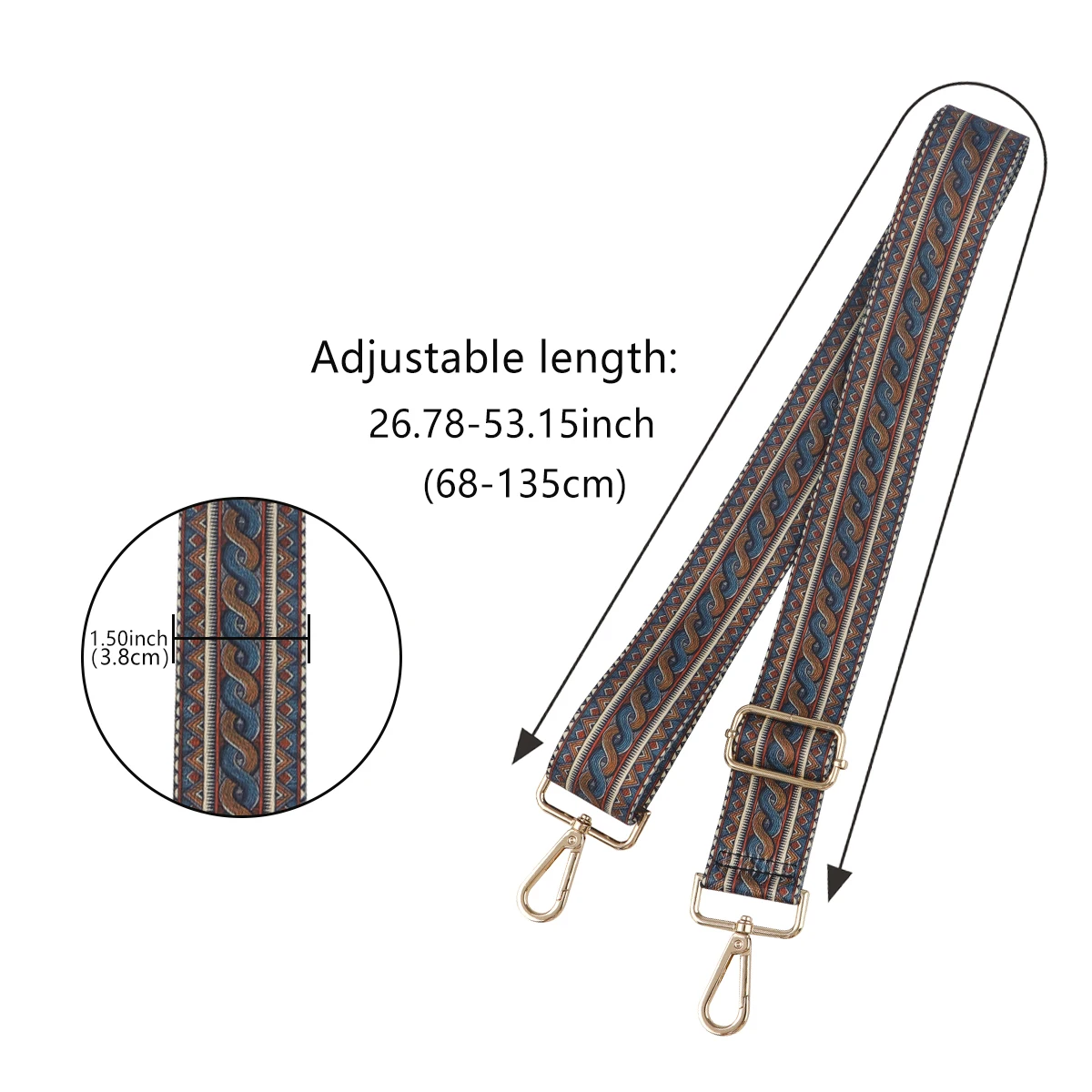 Fashion Bohemian Style Nylon Strap Women Shoulder Bag Handbag Strap Bag Accessories Adjustable Crossbody Bag Strap Belts Straps