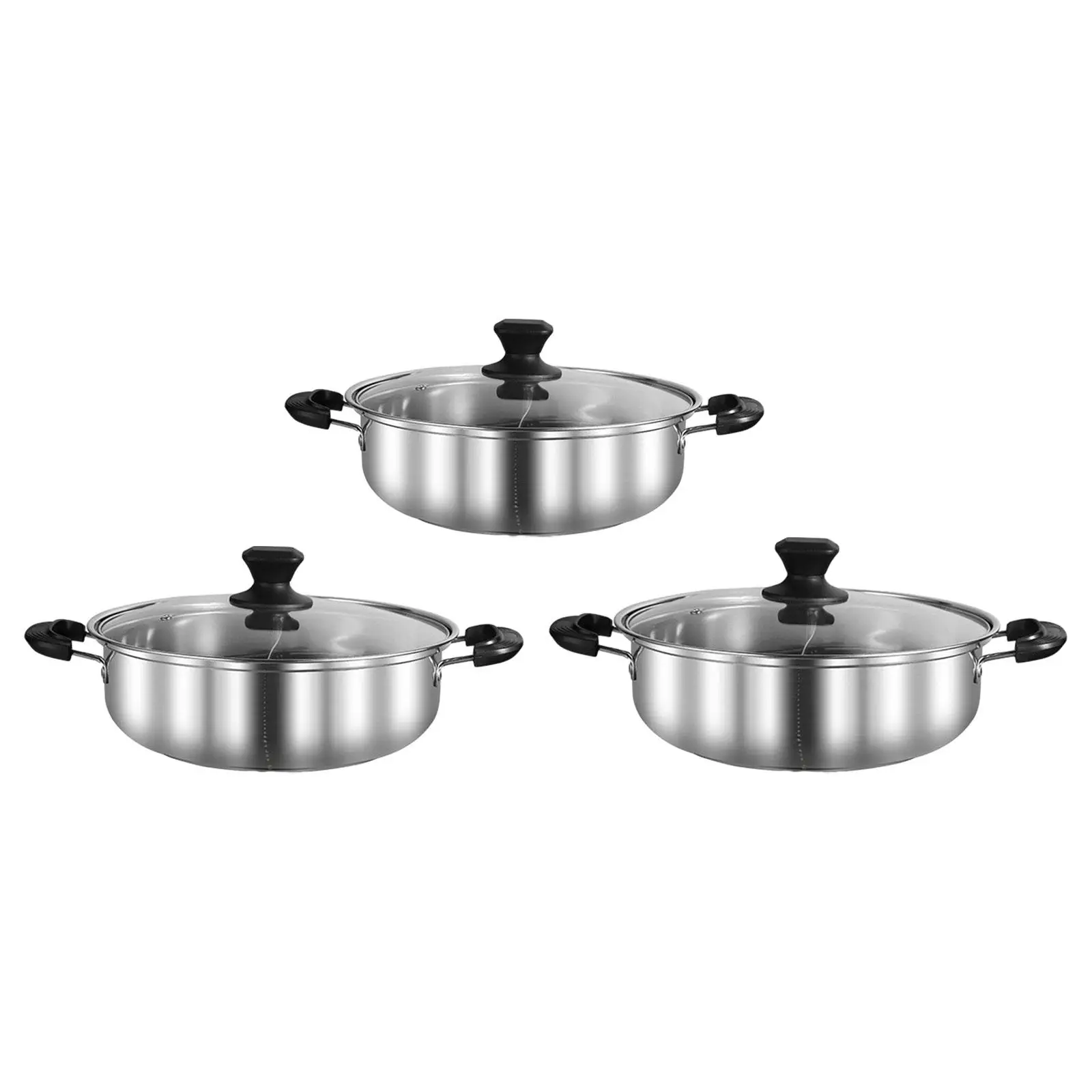 Hot Pot with Divider Cooking Pot with Lid Two Flavor Soup Pot Hot Pot Cooker for Families Reunion Travel Friend Party Camping