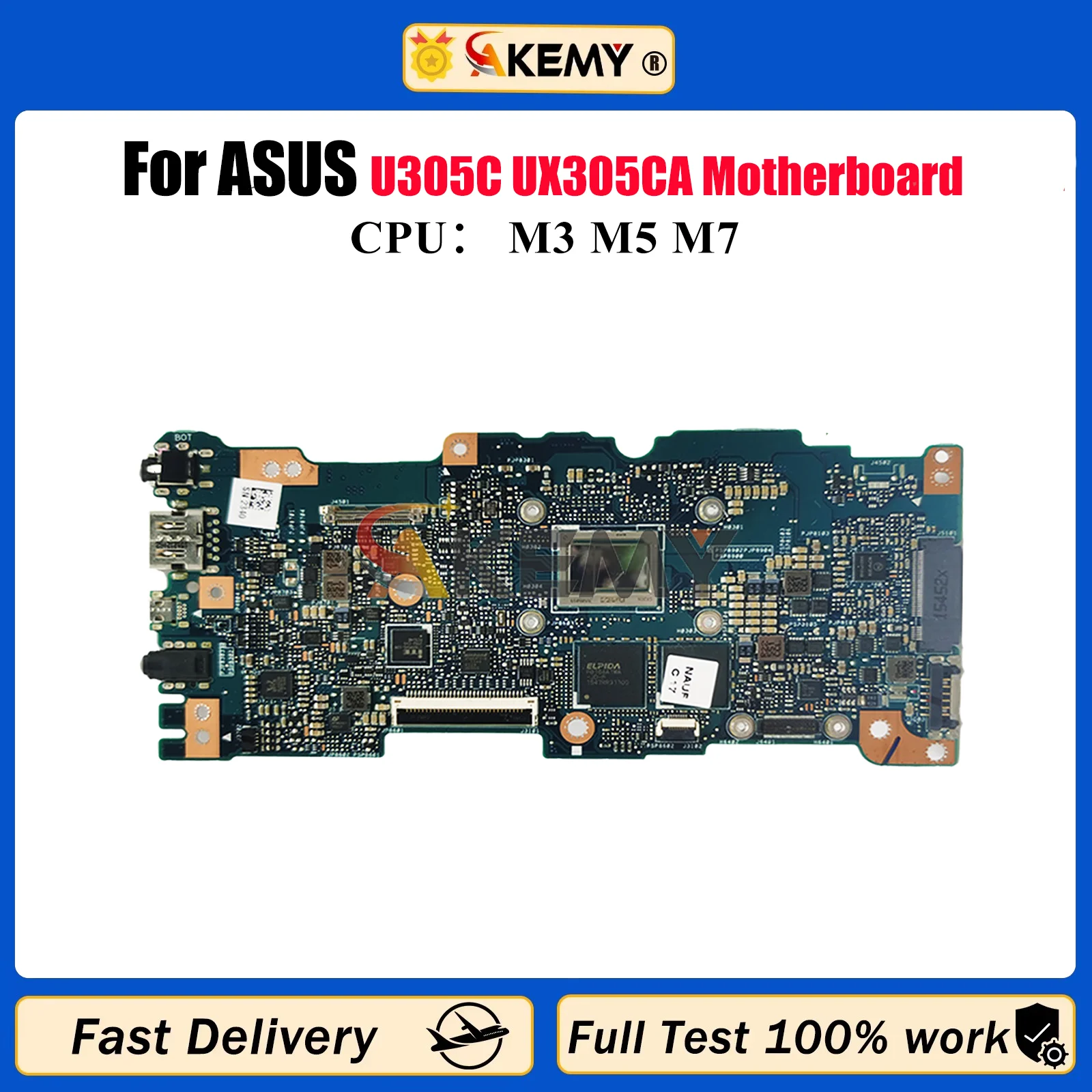 

UX305CA Laptop Motherboard For ASUS ZenBook UX305C U305C UX305CA Notebook Mainboard With M3 M5 M7 CPU 100% tests OK fast ship
