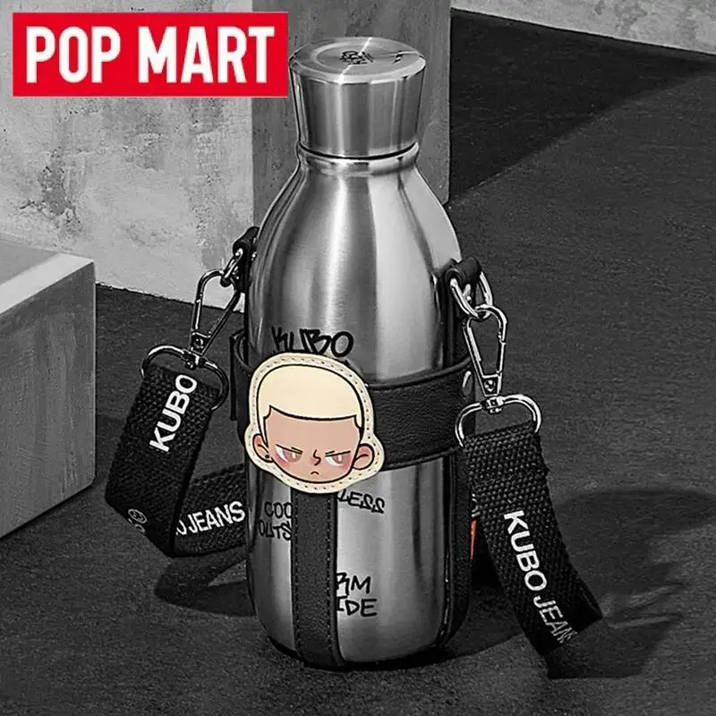 POP MART Kubo Jeans Series Tazza con cinturino a tracolla Tazza per bere alla moda Bottiglia sottovuoto portatile in acciaio inossidabile 304 intorno ai regali