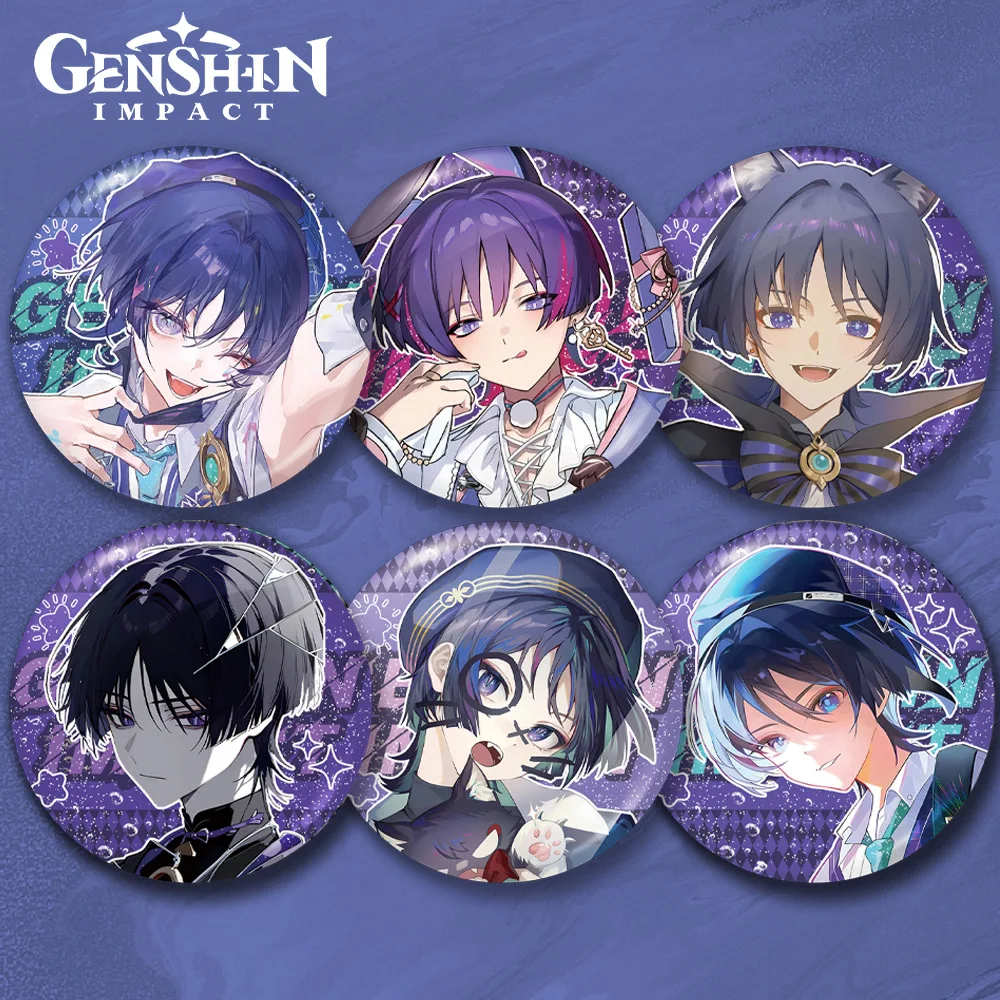 1PC Anime Game Genshin Wanderer Scaramouche 7.5CM Badges Brooches Men Women's Clothes Scarves Pins Decorations Beautiful Gifts