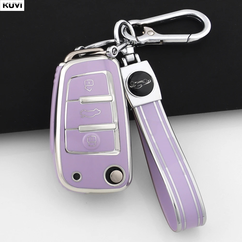 لأودي A1 A3 8P 8L A4 A5 B6 B7 A6 A7 C5 C6 4F Q3 Q5 Q7 Q8 TT S3 S4 S6 RS موضة بولي يوريثان سيارة الوجه مفتاح غطاء قذيفة الملحقات