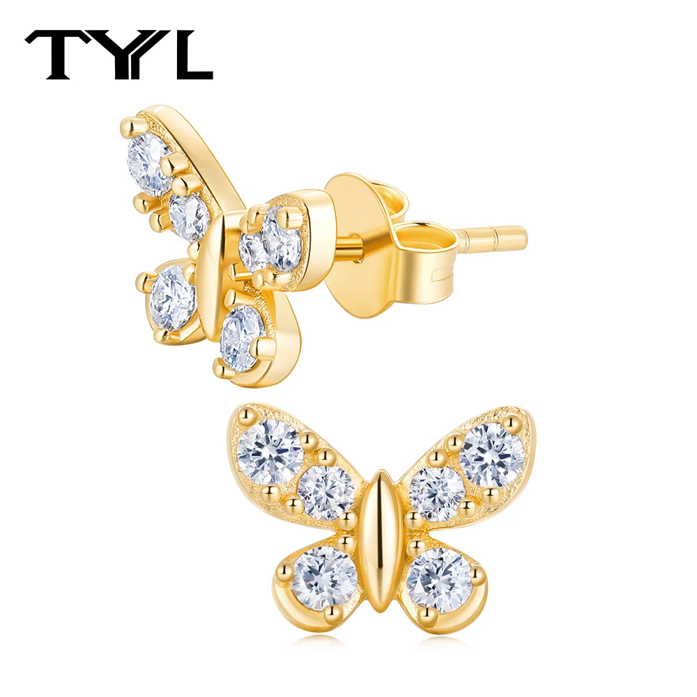 

TYYL D Color Moissanite Butterfly Stud Earrings for Women 925 Sterling Silver Hypoallergenic Sparkling Dainty Studs Fine Jewelry