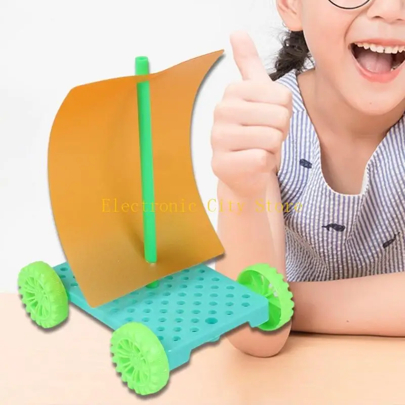 Hands On Rakitan Kendaraan Energi Angin Bertenaga Angin Mainan Mainan Set untuk Kid Hu8d