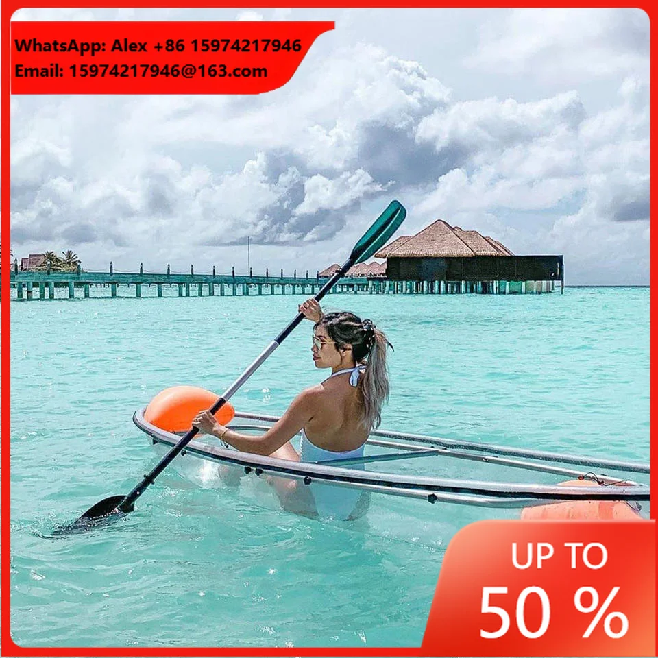 Double Transparent Fishing Kayak Tandem Clear Kayak With Free Accessories