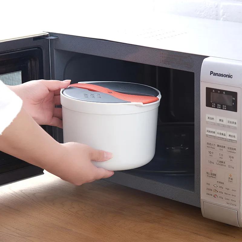HTMCK Microwave Oven Rice Cooker Portable Food Container Multifunction Steamer Rice Cooker Bento Lunch Box Steaming Utensils - view 5