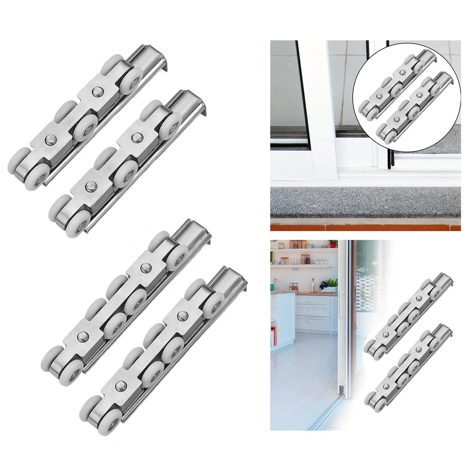 2x Trackless Sliding Door Pulley Wardrobe Door Wheels Easy to Assembly Sliding Door Roller Track for Closet Cupboard Fittings