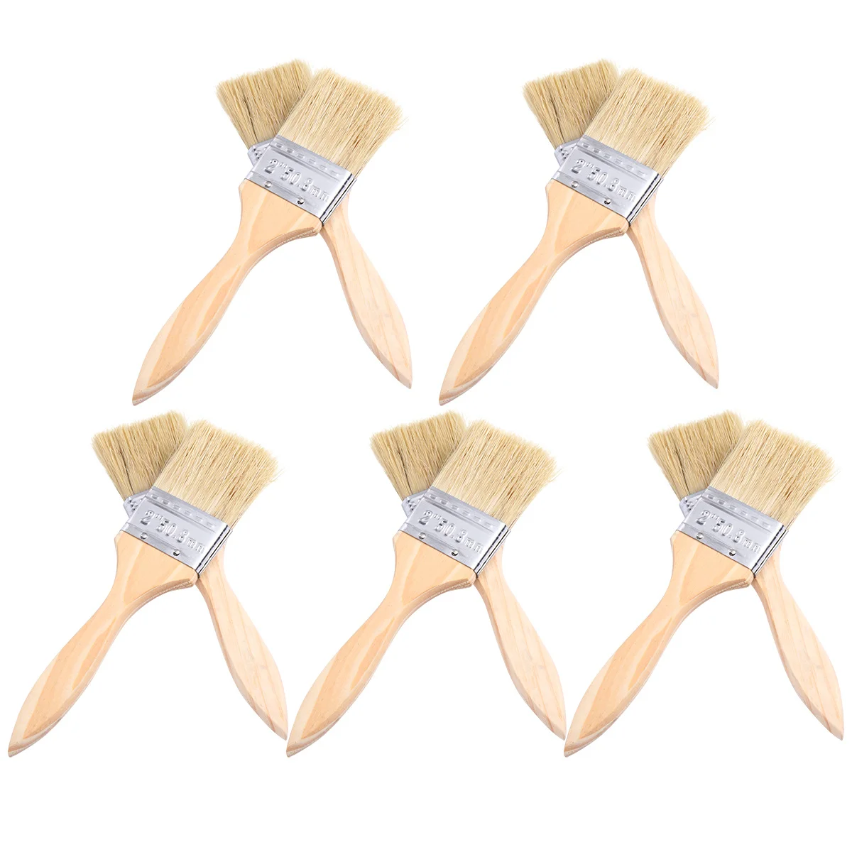 10Pcs Chip Paint Brushes Natural Bristles Wood Handle for Painting Staining Glue Adhesives Bbq Cleaning Glue Brush