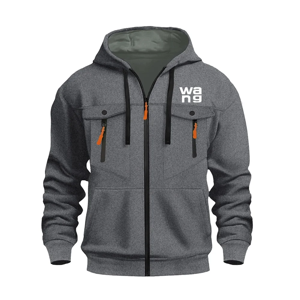 الشتاء الرجال فضفاض الصوف سستة مقنعين الأدوات ركاب الرياضة عارضة طويلة الأكمام سترة سترة