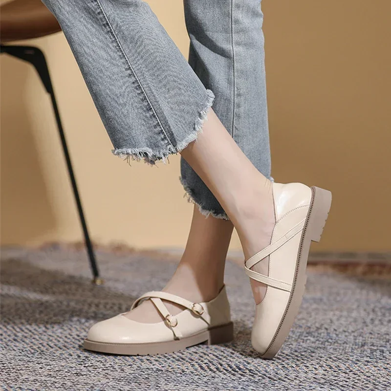 New Women Shoes Mary Jane Soft Leather Shoes Ladies Loafers Japanese College Style Single Shoes Female British Flat Woman Shoes