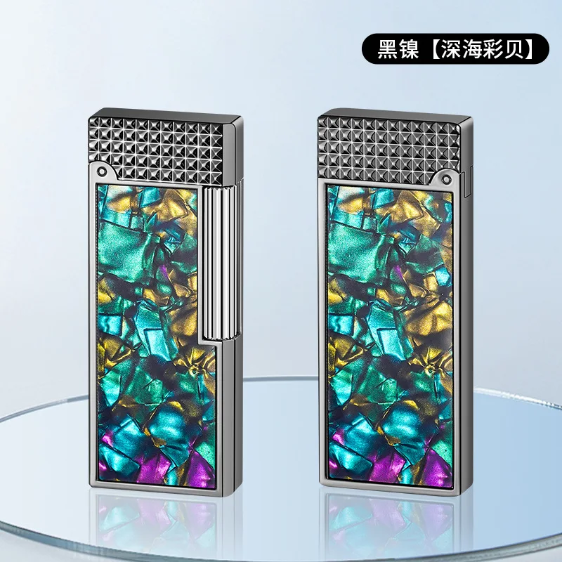 

High-End Gift XF4909 Lighter Abalone Inlay Side-Slide Flint Wheel Elegant Open Flame Butane jet lighters
