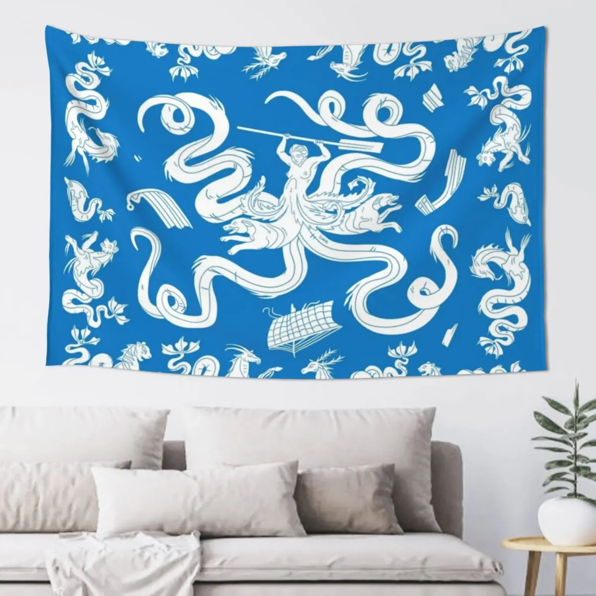 

Scylla mosaic - Blue Tapestry Wall Tapestries Decoration Pictures Room Wall Carpet Wall Tapestry