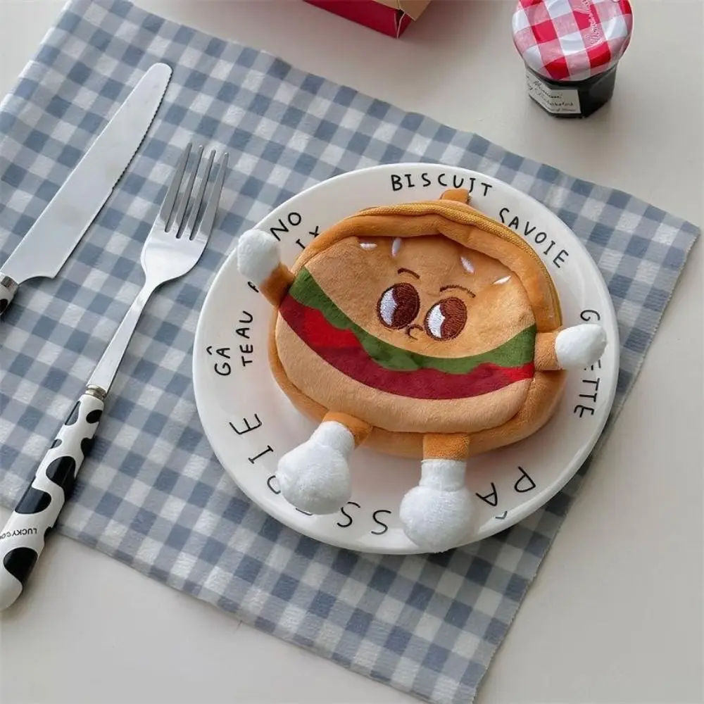 Hamburger Hamburger Plush Coin Purse Zipper Creative Cartoon Zipper Wallet Cartoon Storage Anime Mini Storage Bag Kid Gift