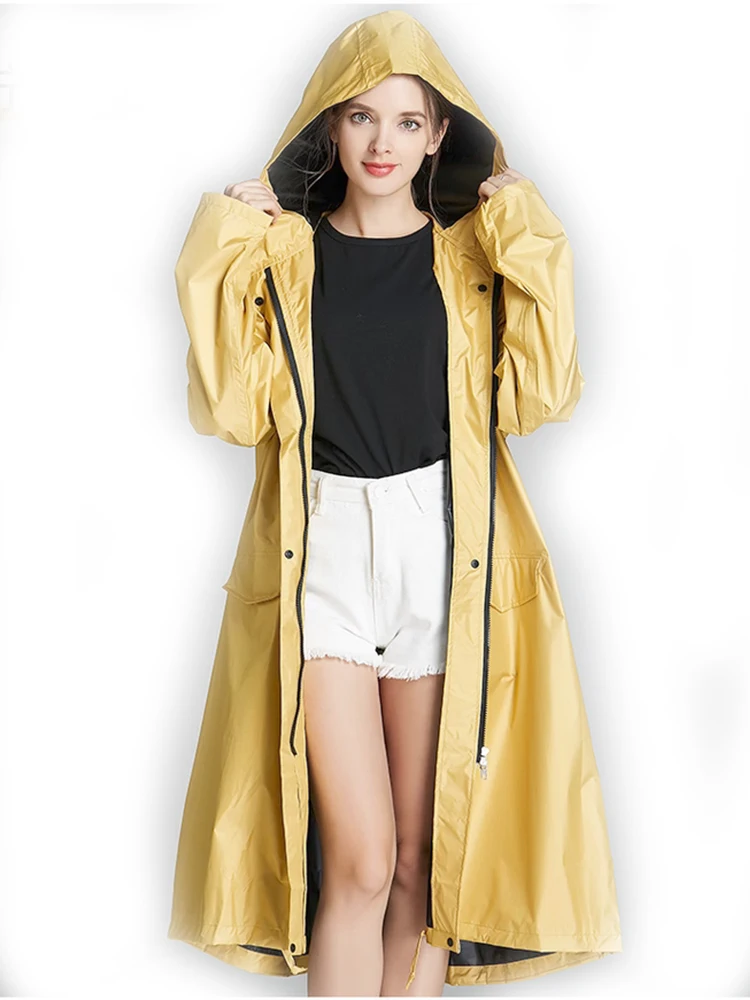 Women Long Rain Coat Light Raincoat Woman Waterproof Portable Poncho Rainwear Over Coat for Girl impermeables para lluvia mujer