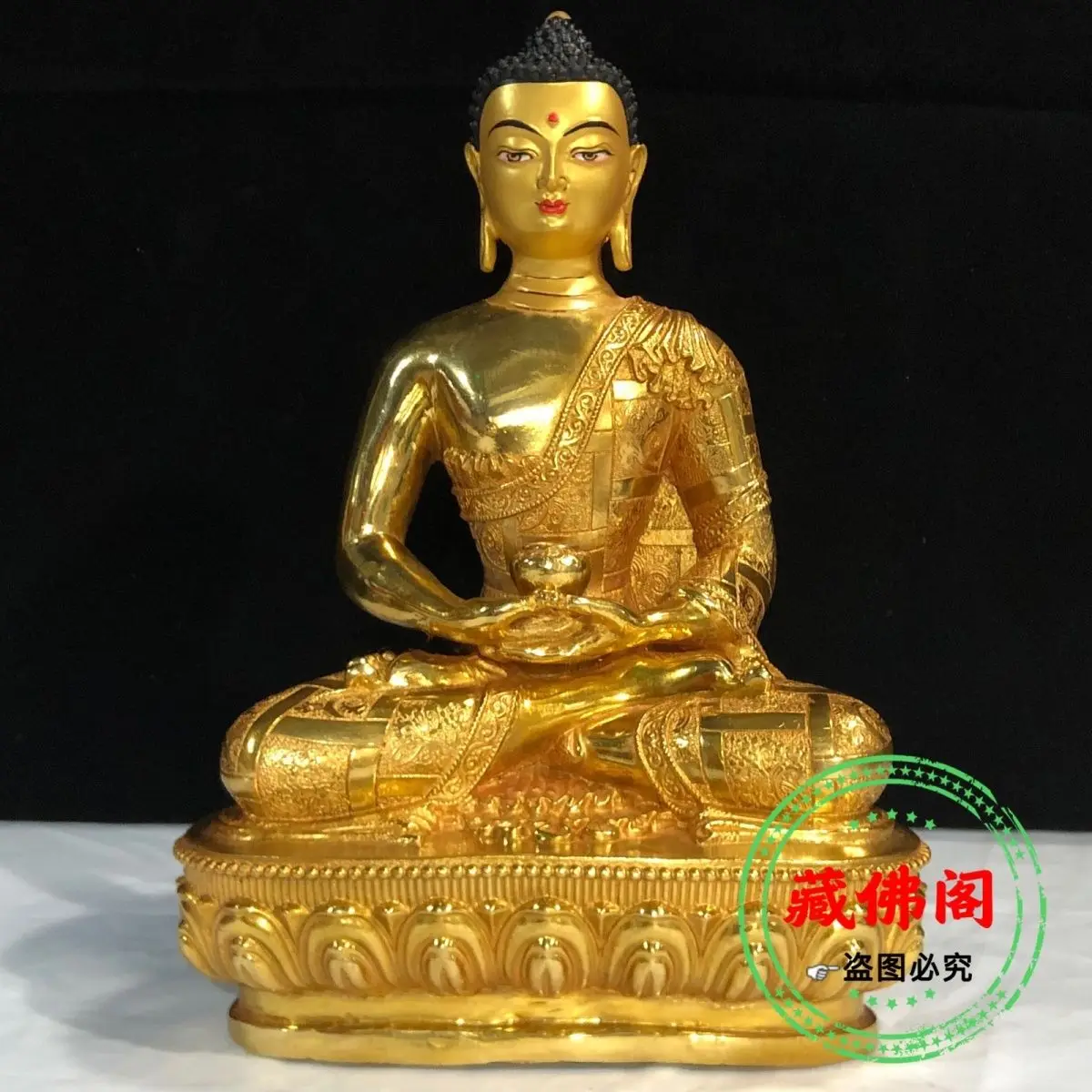 One foot Amitabha Buddha pure copper exquisite craftsmanship, 10 inch Tibetan Buddha statue, Shakyamuni Buddha bronze statue, al