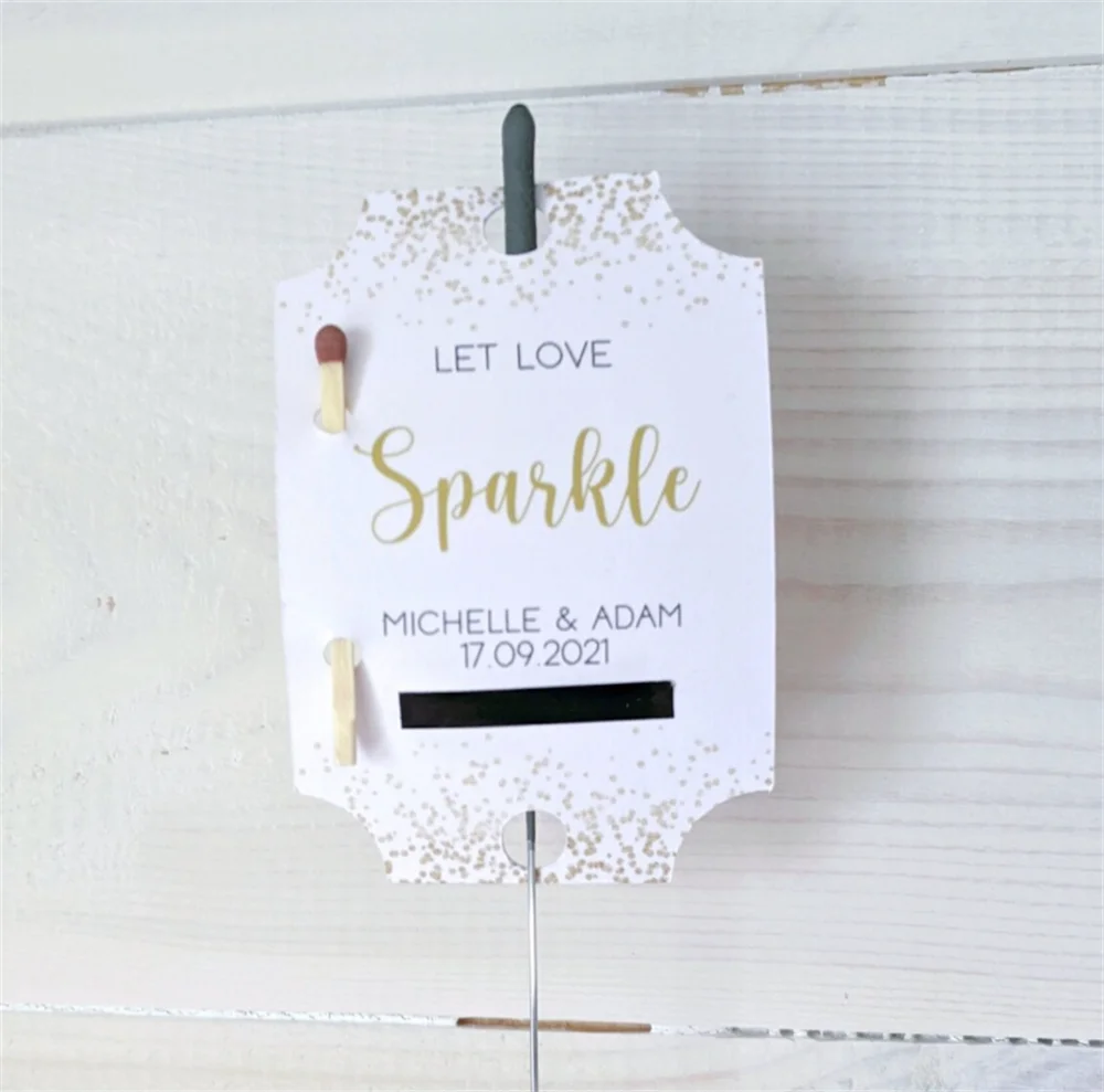 50pcs Personalised Sparkler Tags, Wedding Favours, Wedding Sparklers, Wedding, Party, Anniversary, Engagement, Customisable Wedd