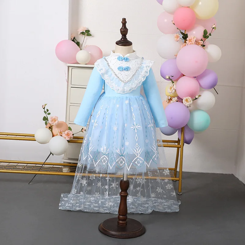 

Girls Dresses Frozen Elsa for Children Baby Kids Dress Long Sleeve Princess Dress Autumn Birthday Party Vestidos With Cape 3-9Y