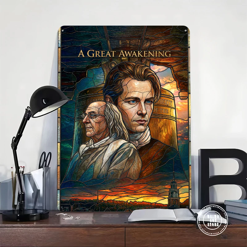 A Great Awakening Stained Glass Movie Tinplate Poster Customized Wall Art Retro Vintage Metal Signs for Fans Room Accessories