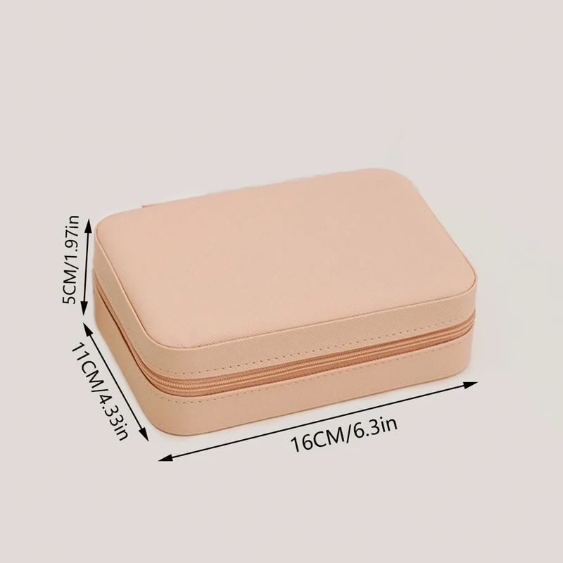 1 قطعة صندوق مجوهرات على شكل قلب مجوهرات محمولة بسحاب صندوق مجوهرات رائع للسفر خاتم ، قلادة ، هدية عيد الحب