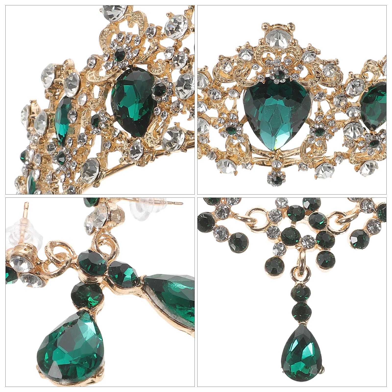 

1Set Crown Necklace Earring Set Wedding Dress Accessories Elegant Jewelry for Bride Party Prom Women Elegant Jewelry