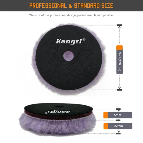 Imagen 2 del producto Almohadilla de pulido de lana de piel de cordero Natural de 5/6 pulgadas, almohadilla de pulido de lana para coche, rueda, cuidado de pintura, almohadillas pulidoras, uso de belleza para coche