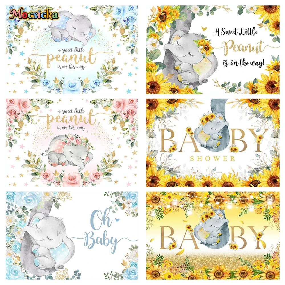 

Mocsicka Baby Shower Photography Backgrounds Dumbo Flower Children Birthday Holiday Portrait Custom Size Photo Backdrops Studio