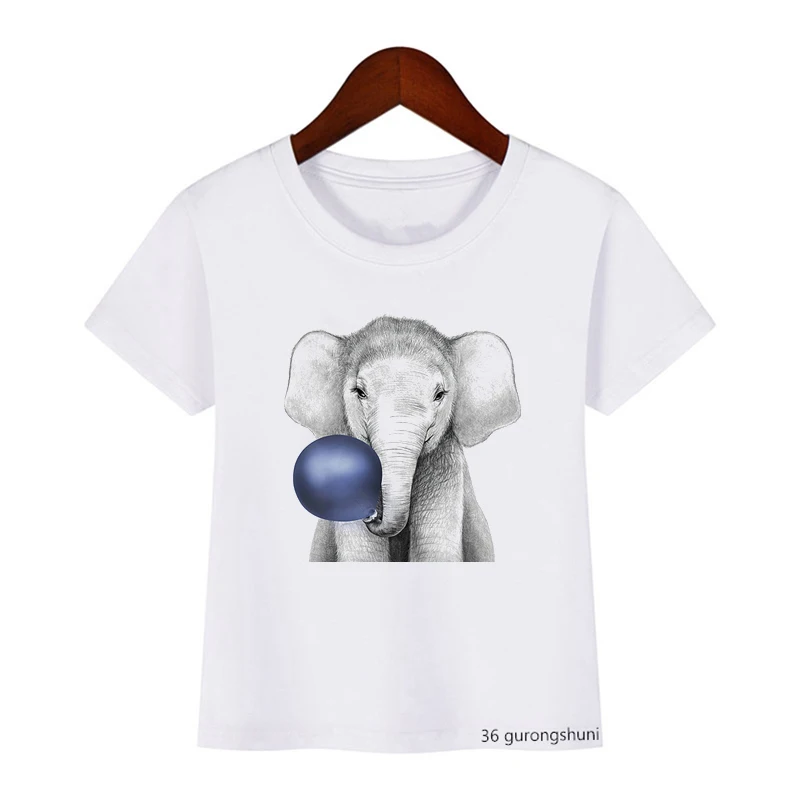 T-Shirt For Boys/Girls Cartoon Animal Blowing Bubbles Cute And Funny Kids Clothes Summer Toddler Tshirt Tops Boys Girls Clothes