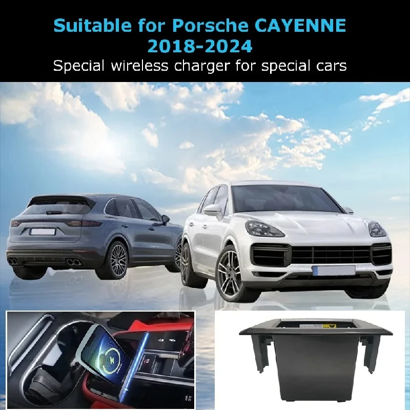 Para porsche cayenne 2018-2024 2011-2017 sem fio a bordo almofada de carregamento do carro sistema inteligente carregadores rápidos suporte do telefon
