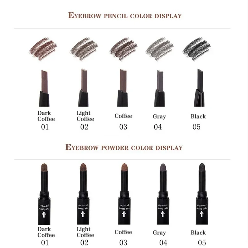 Trucco alla moda di alta qualità Matita per sopracciglia Eyeliner per sopracciglia impermeabile Penna per sopracciglia con strumento cosmetico per trucco in polvere