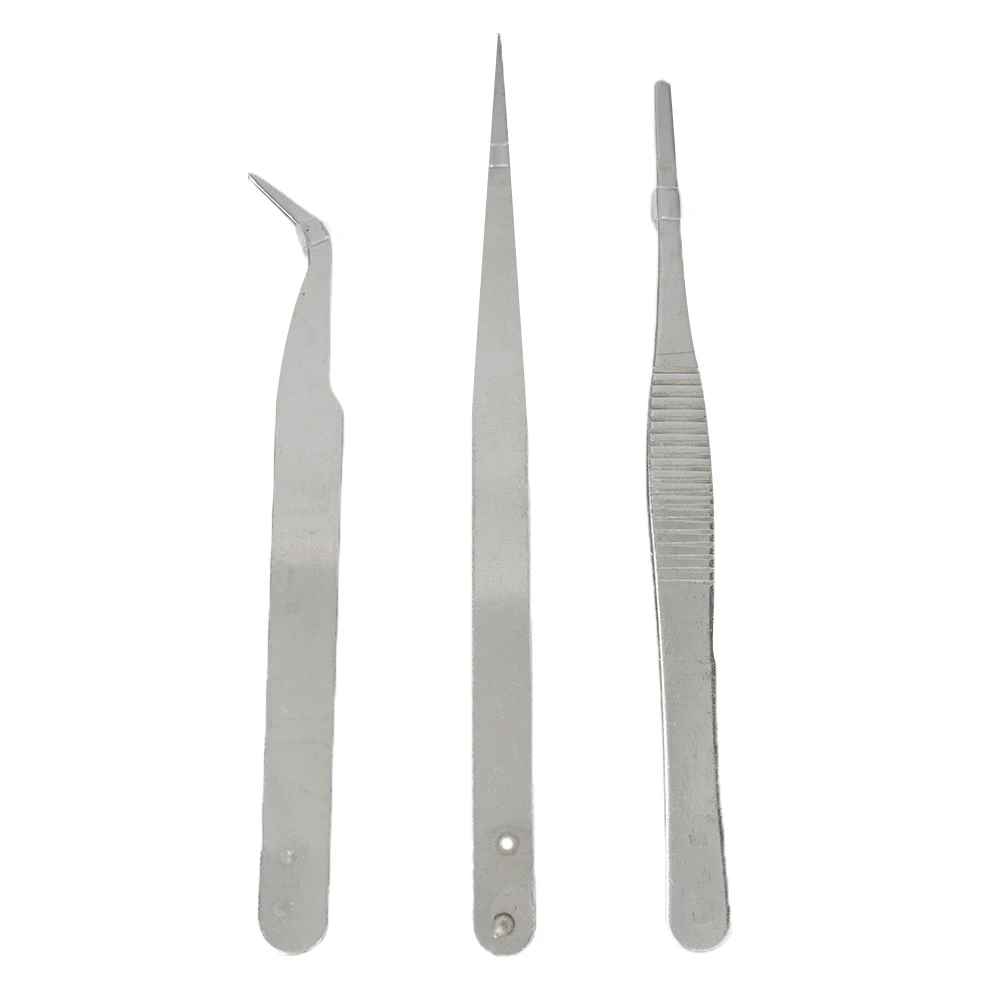 Clips Tweezers Hospital Manufacture Repair Store Home Stainless Steel 3 Pcs Accessories Anti Slip Builder Plumber