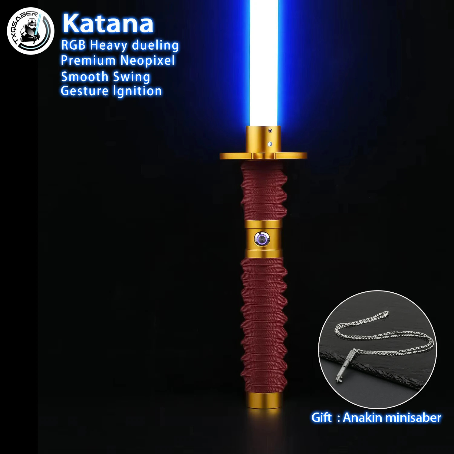 

TXQSABER Katana RGB Pixel heavy dueling laser sword Smooth Swing Metal Handle lightsaber Cosplay 12 Colors foc dueling
