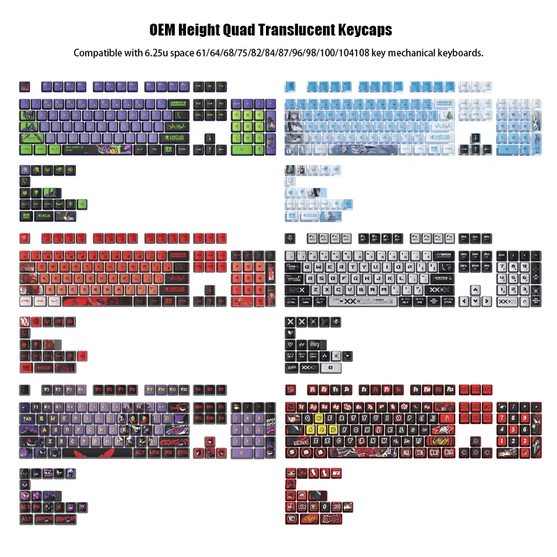 

New Pudding Translucent Anime Keycaps Set 122 Key PBT OME Keyboard Cap MX Switch Customized Mechanical Gaming Keyboard Keycaps