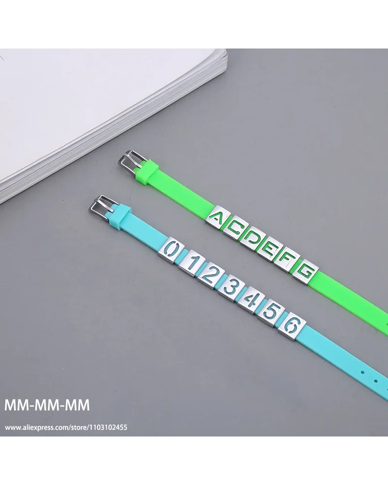 MM Friendship Bracelet English A-Z 26 Letters Number Charm Fit 8mm Rubber Colorful DIY Making Jewelry 2024 Women image 3