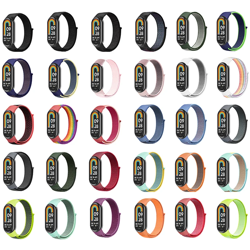 سوار لـ Mi Band 8 9 حزام miband 8 حزام (استيك) ساعة نايلون الرياضة المعصم استبدال حزام pulsera Correa لشاومي Mi band 9 العصابات