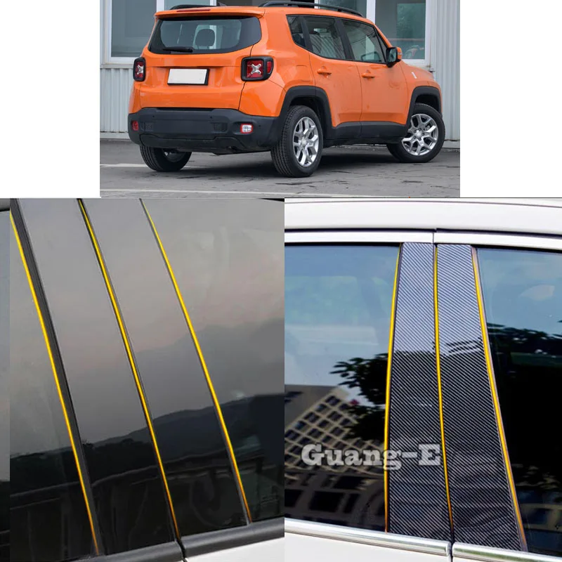 Car PC Material Pillar Post Cover Door Trim Window Molding Sticker Plate For Jeep Renegade 2016 2017 2018 2019 2020 2021-2023