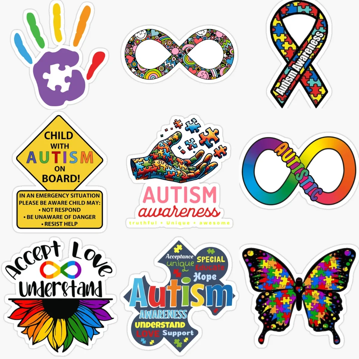 

Autism Awareness Care Autism Color Jigsaw Creative PVC Sticker for Decorate Car Van Truck Window Wall Fridge Decal Accessorie