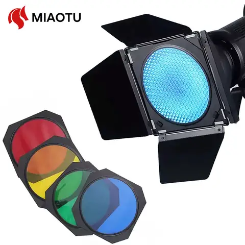 MIAOTU 4-Leaf Barndoors Mini Bowens Mount Four-leaf Light Barrier For 18CM Standard Reflector Godox Photo Studio Flash