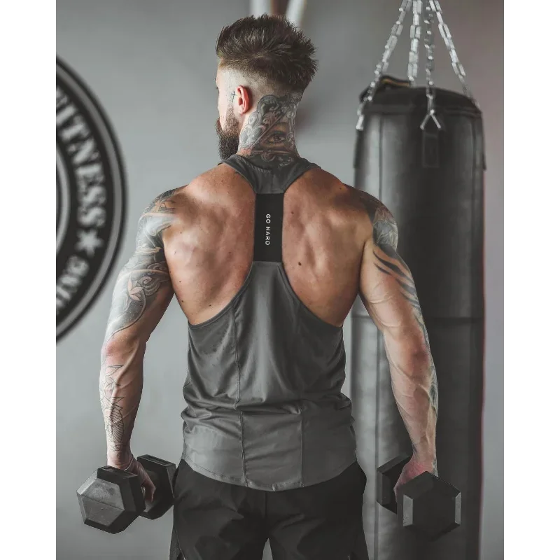 Muscular Fitness Men's Summer Sports and Leisure Elastic Breathable White Light Plate Without Logo Splicing Vest