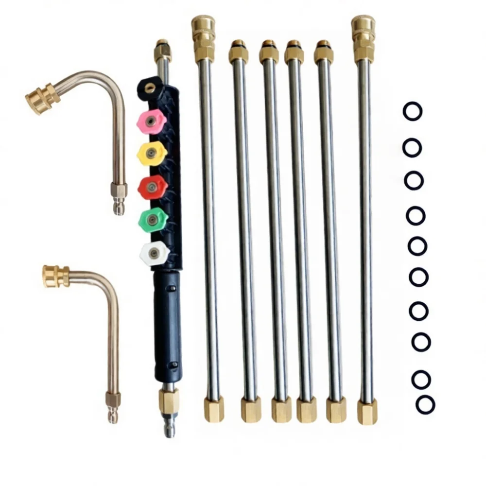 Stainless Steel Pressure Washer Wand Extension High Pressure Spray Pole For Roof Gutter Cleaning 4000PSI Water Jet Tool