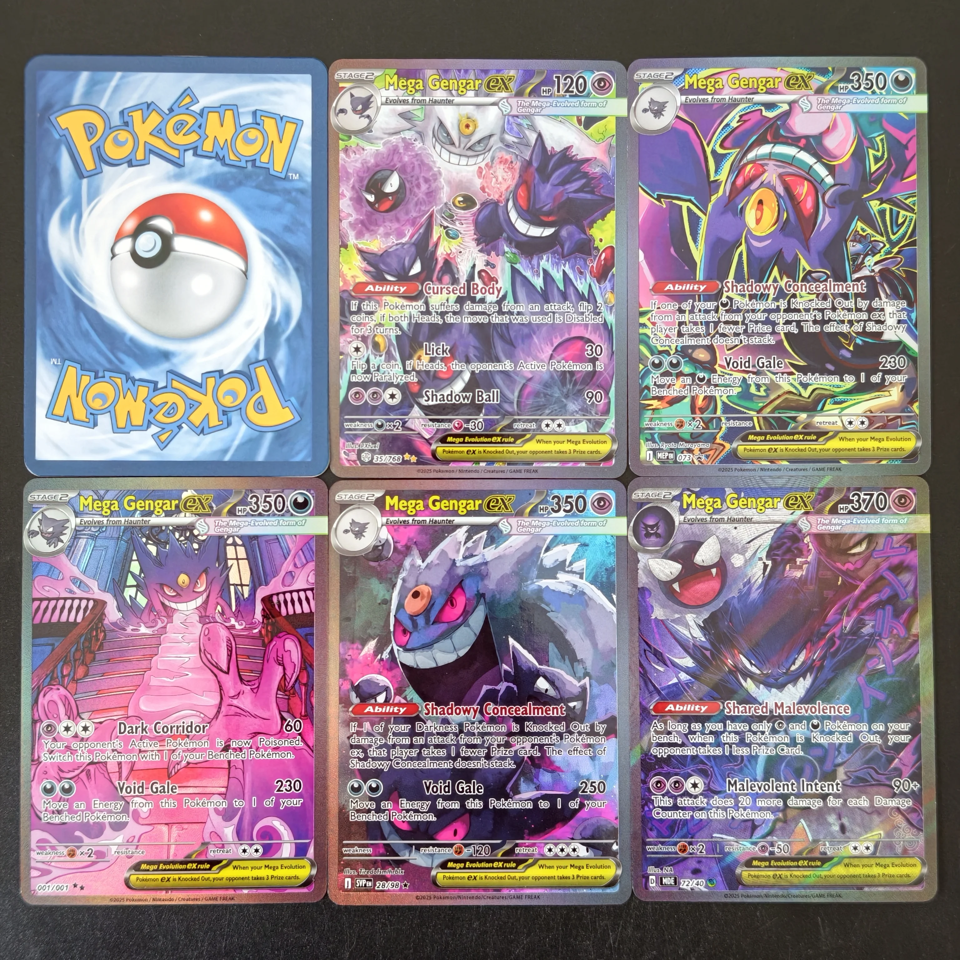 5PCS PKM Card Pokemon PTCG Mega Gengar EX Full Art Holo Texture Card DIY Self Made Single Card Classic Game Anime Cards Gift Toy view 6