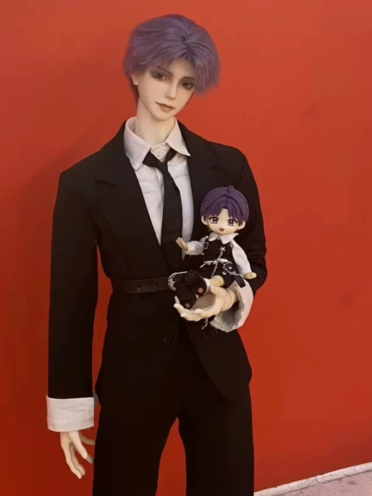 A04 enfants jouet fait à la main oncle ID75 uf75 BJD poupée vêtements blanc noir gris manteau et pantalon costume uniforme 2 pièces/ensemble