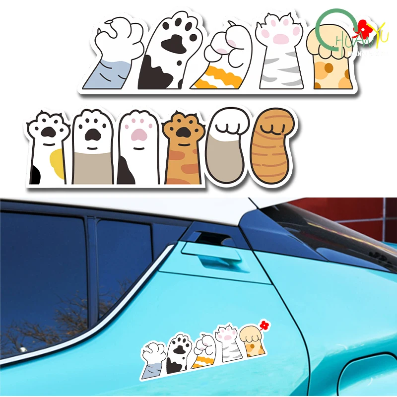 Cute Colorful Cat Claw and Small Heart Car Windows Motorcycle Bumper Sticker Stickers Reflective Waterproof Stickers