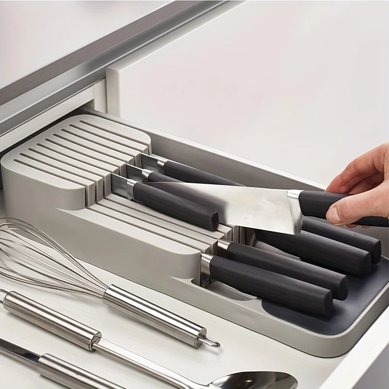 1pc, plateau organisateur de tiroir de cuisine pour couteaux bloc de couteaux, bloc de couteaux dans le tiroir
