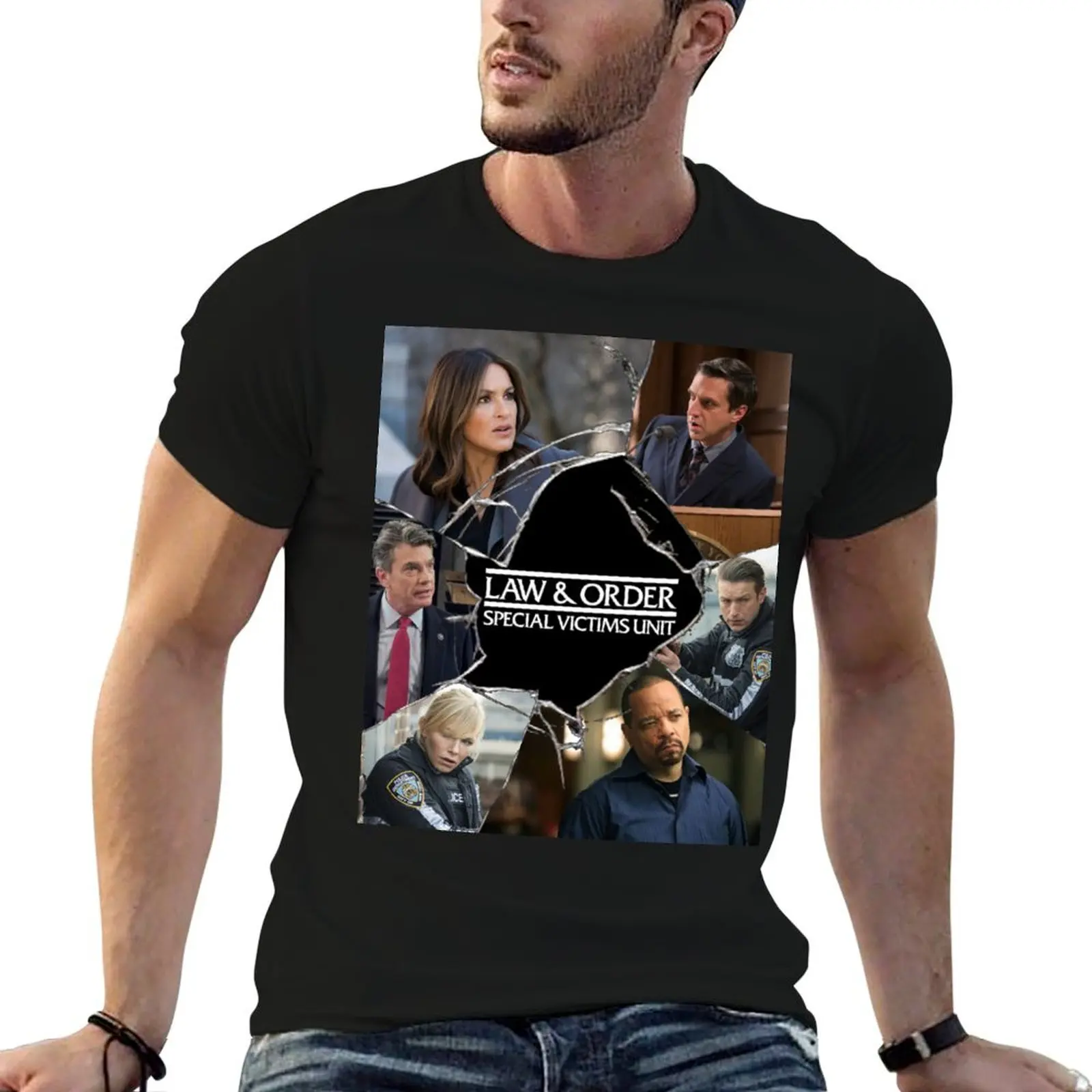 Футболка с принтом Law and Order: SVU Crack Poster, мужские футболки с графическим рисунком, мужская футболка, однотонная мужская футболка