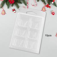 10Pcs Christmas Tree Candle Melt Clamshells Moulds Empty Cube Trays ,Handmade DIY Casting Model Candle Melt Containers