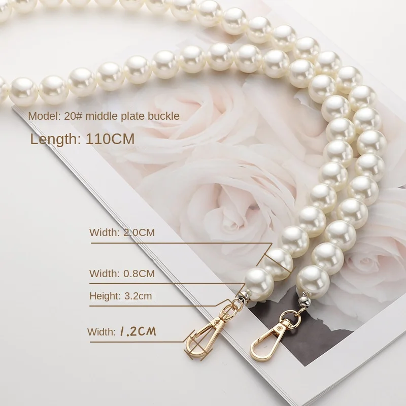 Pearl Chain Purse Decorative 100/110cm Hardware Metal Accessory Chain Handles For Diy Bags Fashionable Bag Crossbody Pearl Chain