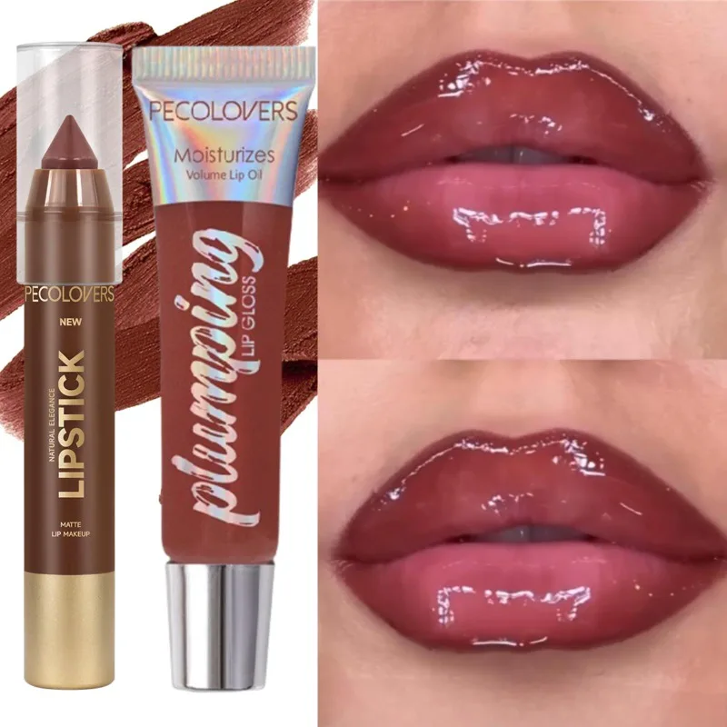 Lipstick Suit, Lip Liner with Lip Gloss, Depicting The Contour of The Lips, Moisturizing， Charming Lipstick, Lip Cosmetics