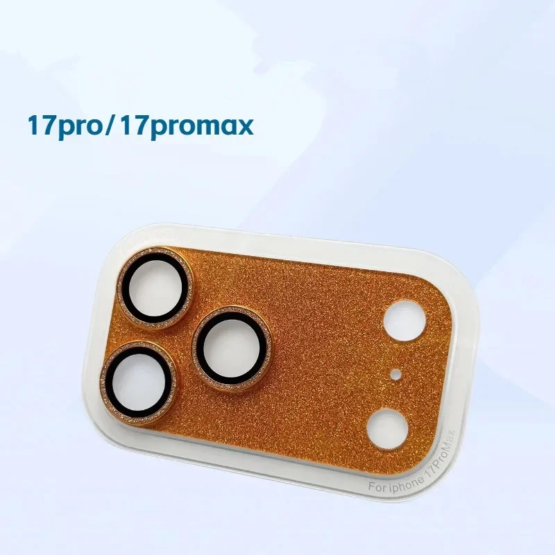 بلينغ كامل بريق كاميرا معدنية الحافة حامي آيفون 17 برو ماكس الهواء 17 برو سباركل HD الزجاج عدسة حلقة غطاء طبقة حماية