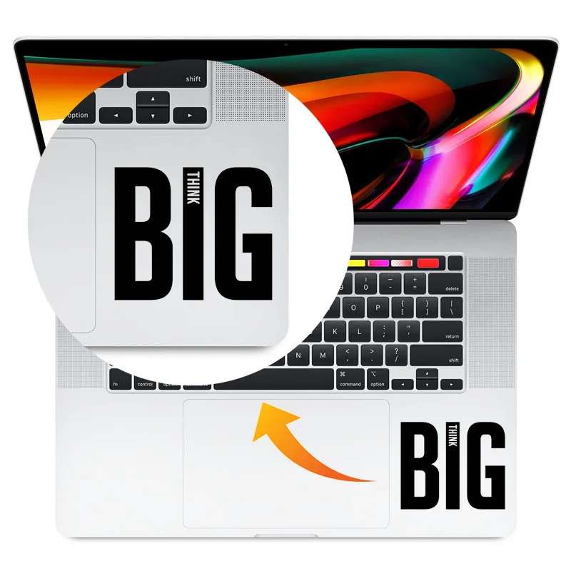 

Отличная виниловая наклейка Think Big с цитатами, наклейка для ноутбука Macbook Pro 14 Retina Air 13 дюймов, наклейка для ноутбука Dell